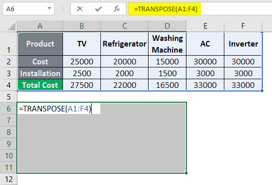 Transpose Formula In Excel How To Use Transpose Formula 3262