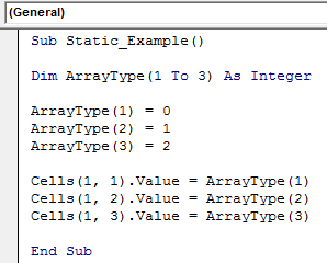 Static Arrays Example 1-1
