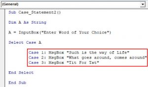 VBA Case | How to Use Excel VBA Case Statement with Examples