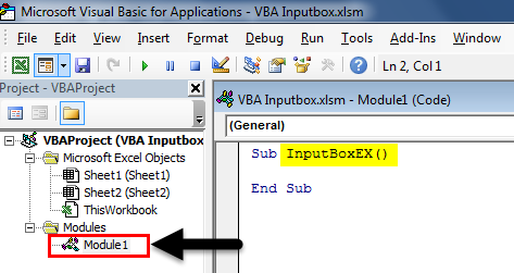 VBA InputBox Example 1-1