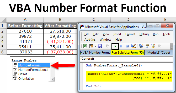 Number format. Vba .NUMBERFORMAT = 