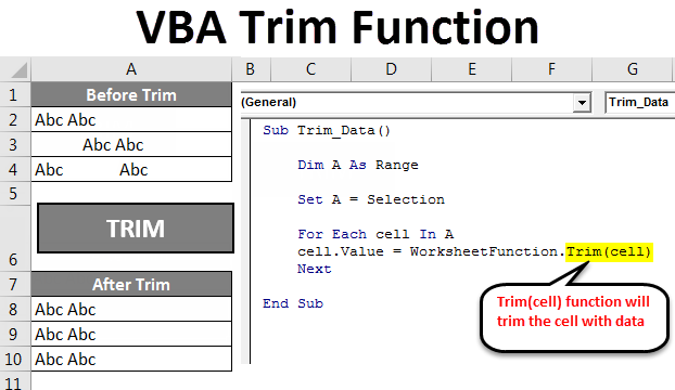 Vba excel trim не работает