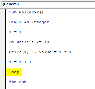 VBA While Loop Example 2-5