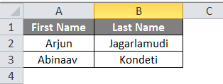 Concatenate in Excel Example 1-1