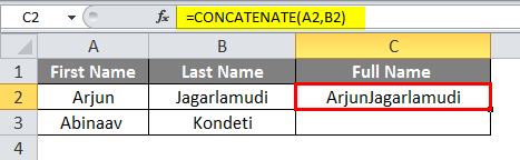 Concatenate in Excel Example 1-3