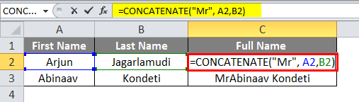 Concatenate in excel Example 1-5