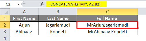 Concatenate in excel Example 1-6