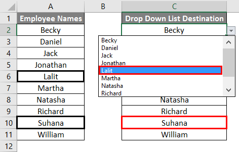 Editing named range drop-down list Example 2.5