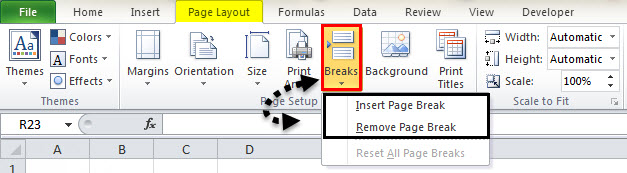 Add Page Break In Excel Formula