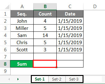 Group Worksheet in Excel Example 1.1