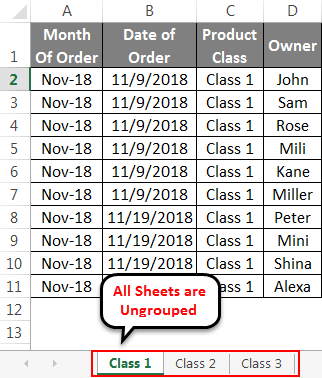 Ungroup Selected Worksheet 6.