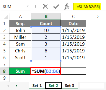 Group Worksheet in Excel Example set 2