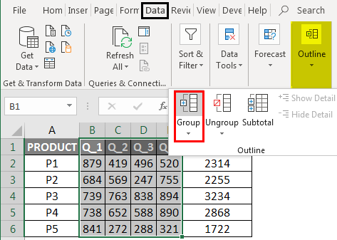 Grouping Columns in Excel | How to Enable Grouping Columns?