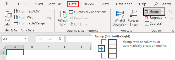 group button disappeared in excel for mac