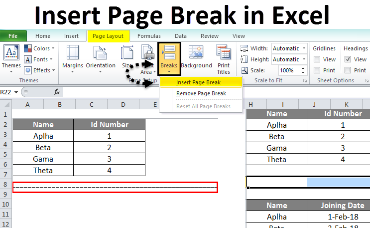 can insert page break excel for mac