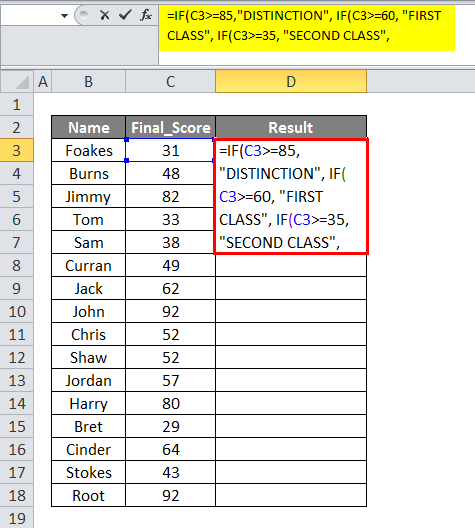 Nested IF Formula Example 1-4