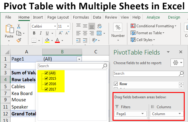  Pivot Table With Multiple Sheets In Excel Combining Multiple Data Sheets