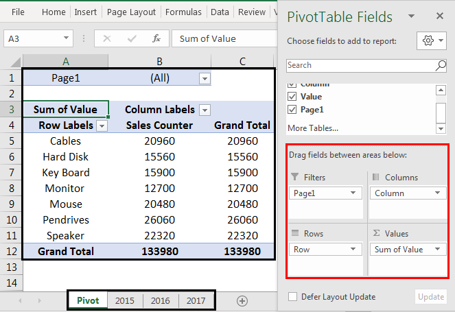 Pivot Table With Multiple Sheets In