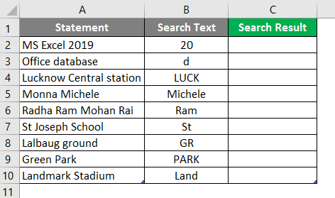 Search in excel example 1-2