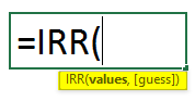 Syntax IRR Formula