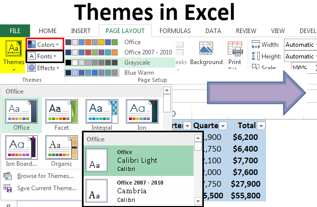 Themes in Excel