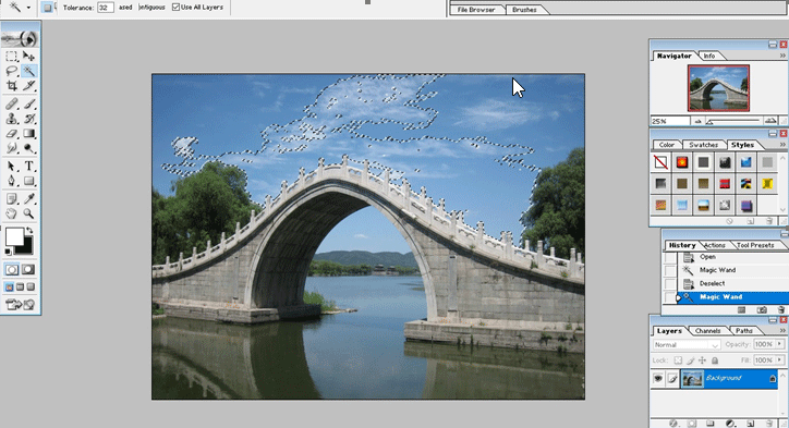 how to use magic wand tool to have transparent background