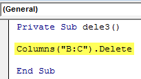 VBA Delete Column Example 4-1