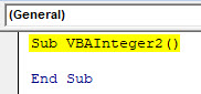 VBA Integer Example 2-1