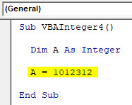 VBA Integer Example 4-3