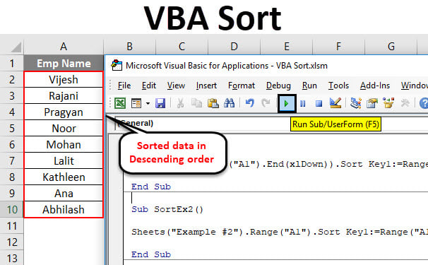 vba sort function how to use excel vba sort function