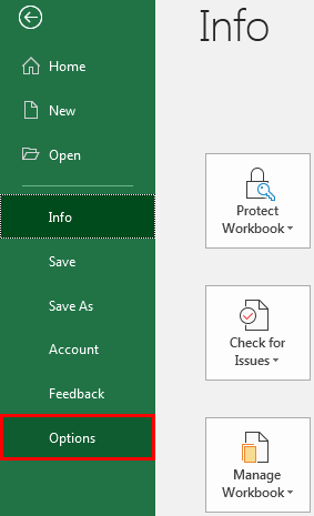 changing excel reference option