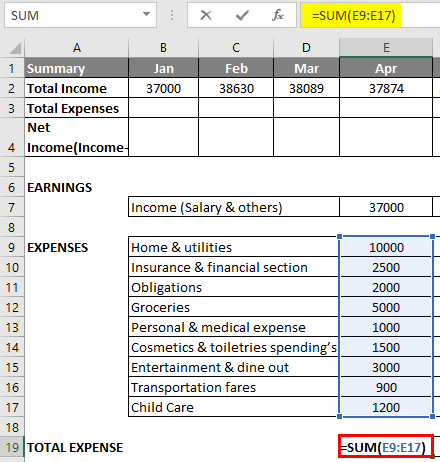 creating a household budget in excel