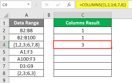 COLUMNS formula example 2-8