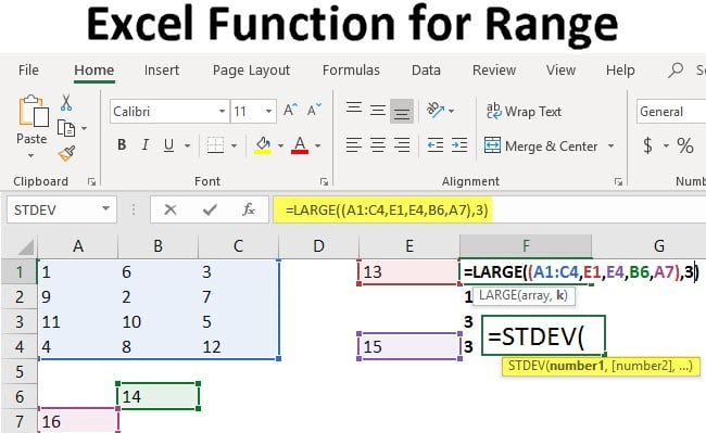 how do you find a range in excel