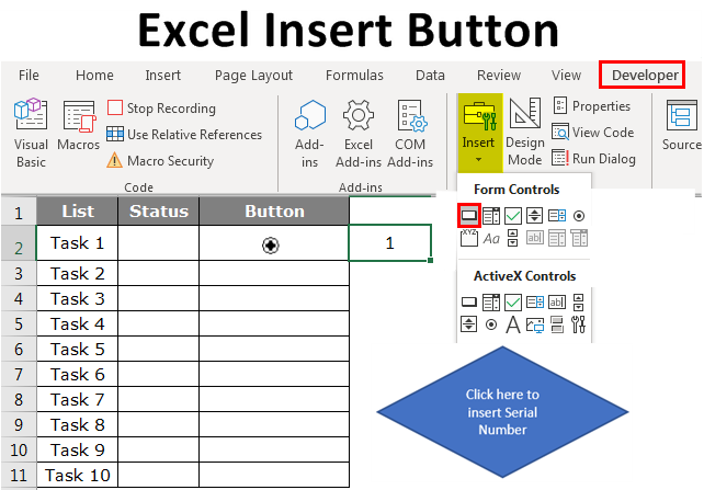 Excel Insert Button How To Insert A Button In Excel With Examples