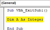 Excel VBA Exit Sub Example 1.2