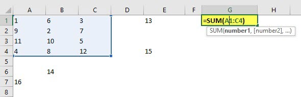Excel function for range 3