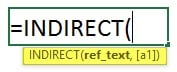 Indirect formula in excel 1.5