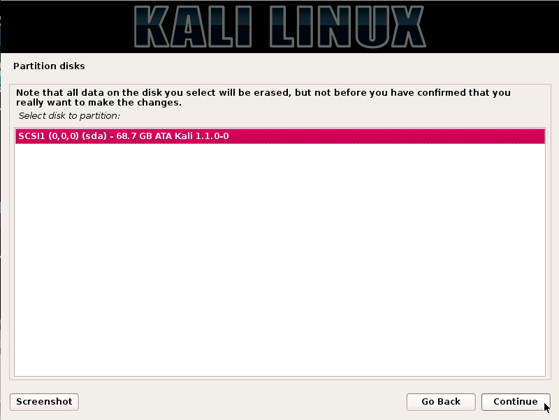 Kali Linux - Partition Disks