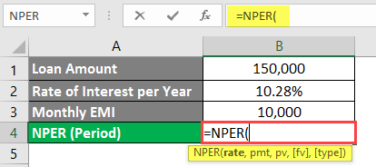 NPER Formula in excel example 1-4