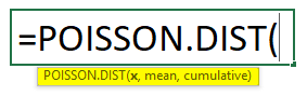 Syntax of Poisson Distribution 