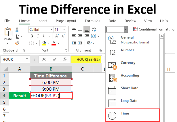 Excel Time Difference Formula