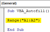 Excel VBA Autofill Example 1.2