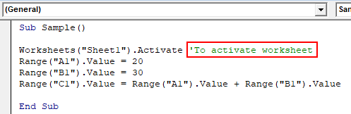 VBA Block Comment Example 1-5