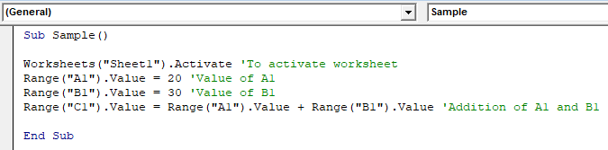 VBA Block Comment Example 1-6