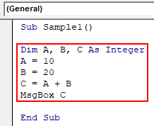 VBA Block Comment Example 2-2