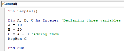 VBA Block Comment Example 2-3