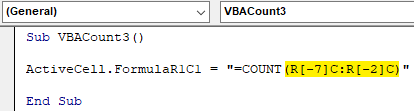 applying the Count function