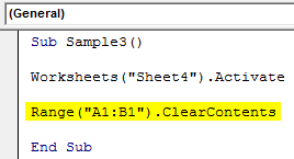 VBA Clear Contents Example 4-4