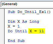 VBA Do Until Loop Example 1-6